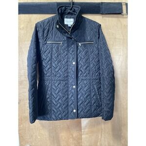 Cole Haan Black Womens Jacket Small Adjustable Waist Full Zip Quilted